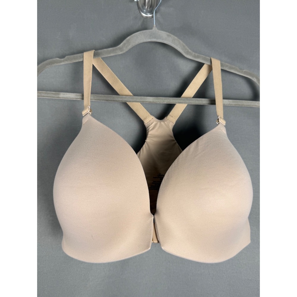 Soma Enbliss Front Close Racerback Bra Womens 38DD Tan Underwire Contoured